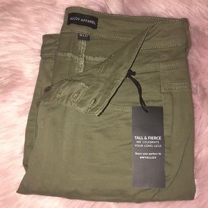 Alloy Apparel  olive jeans Size 12 inseam 37